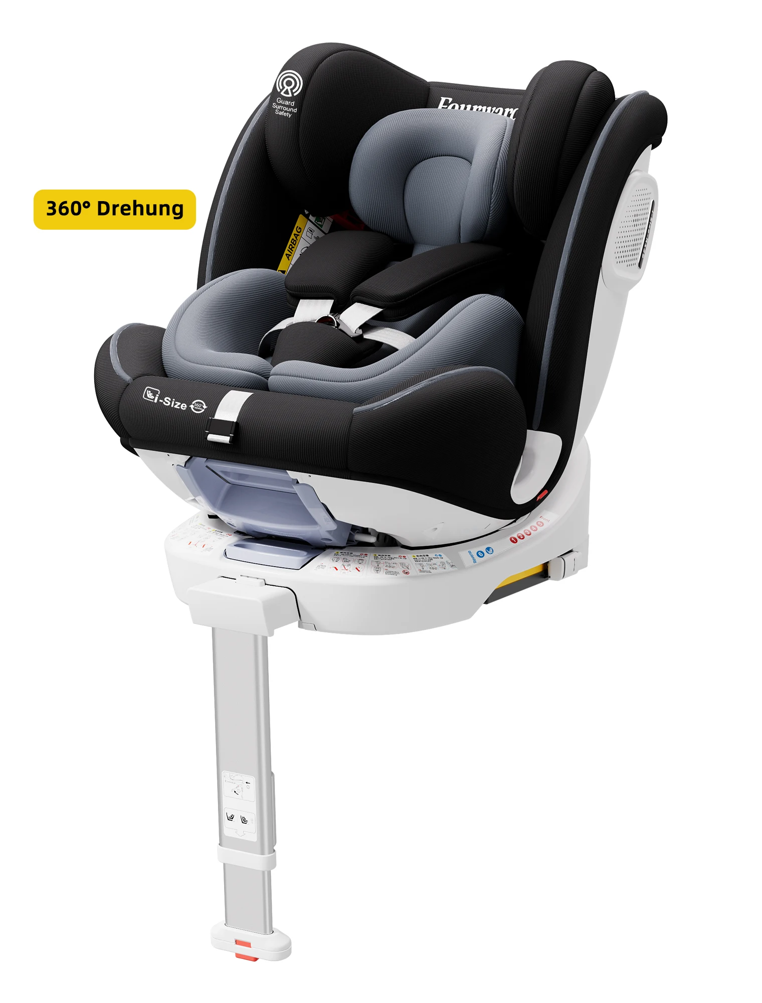 AP03 KL005 Assento infantil Assento de carro para bebê 360 °   ISOFIX ECE giratório,0-12 anos /9-36 kg/cinto de 5 pontos/40-150cm