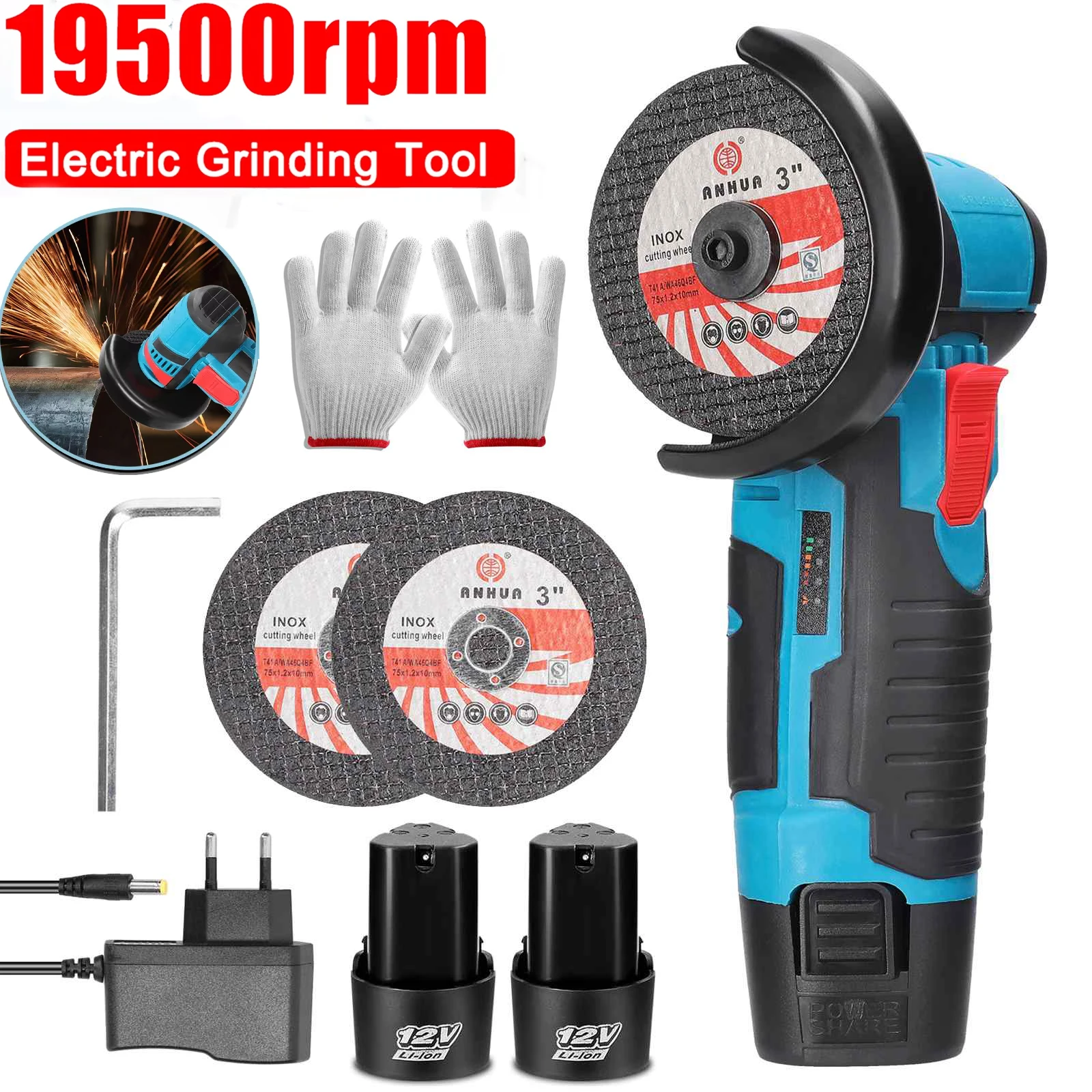 Mini smerigliatrice angolare 12v mini lucidatrice per smerigliatrice elettrica ricaricabile per uso domestico 19500 giri/min