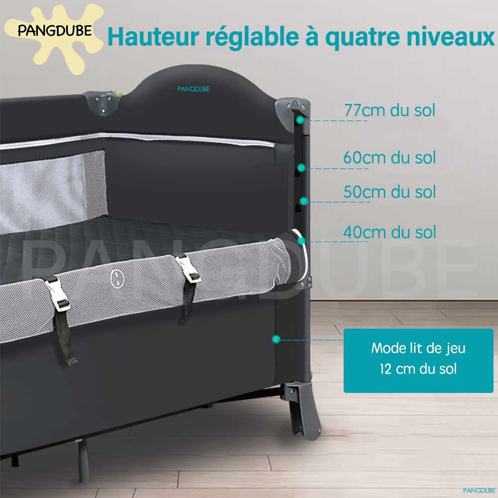 Lit multifonctionnel pour bébé de 0 à 6 ans, bascule, couche-culotte, table proxy, installation gratuite, pliable