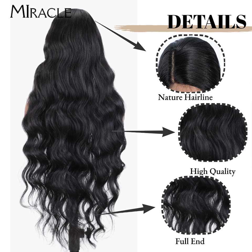 Miracle-女性用ディープルーズウェーブ合成ウィッグ、wavyレースフロントウィッグ、サイドパーツコスプレウィッグ、ジャズ、ブルー、ブロンド、36インチ