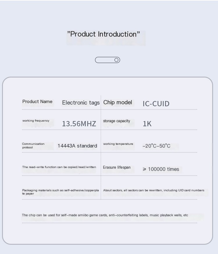 13.56mhz CUID changeable S50 1K RFID Sticker Wet Inlay NFC tag Sector 0 Block 0 UID Rewritable Proximity Card Copy Badge Clone