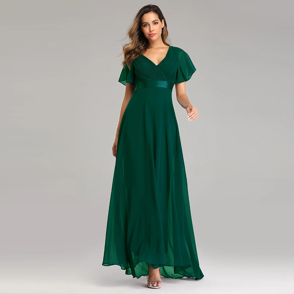 XUCTHHC – Robe De soirée élégante en mousseline De soie, col en v, à volants