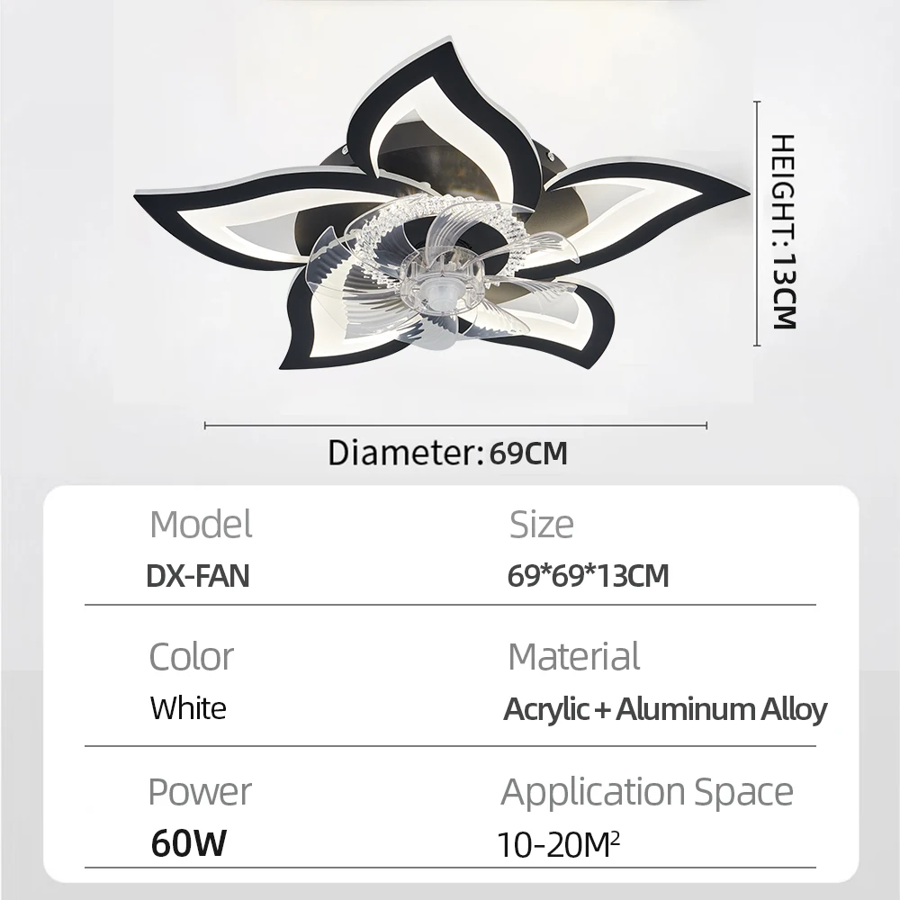 IRALAN Modern Ceiling Fans With LED Lights Remote Control Smart Switch Lotus Five Heads Ceiling Fan With Light Home-Appliance