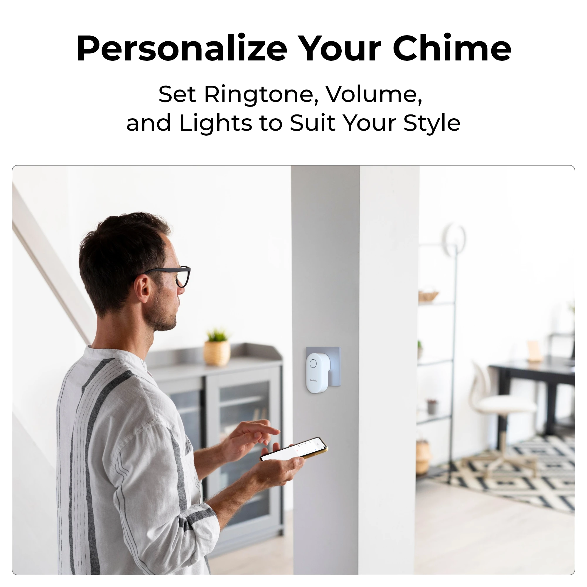 Reolink Chime, entwickelt für Reolink Video-Türklingel, Plug-in, Fernbedienung, regelbare Klingeltöne, Lautstärke, Licht