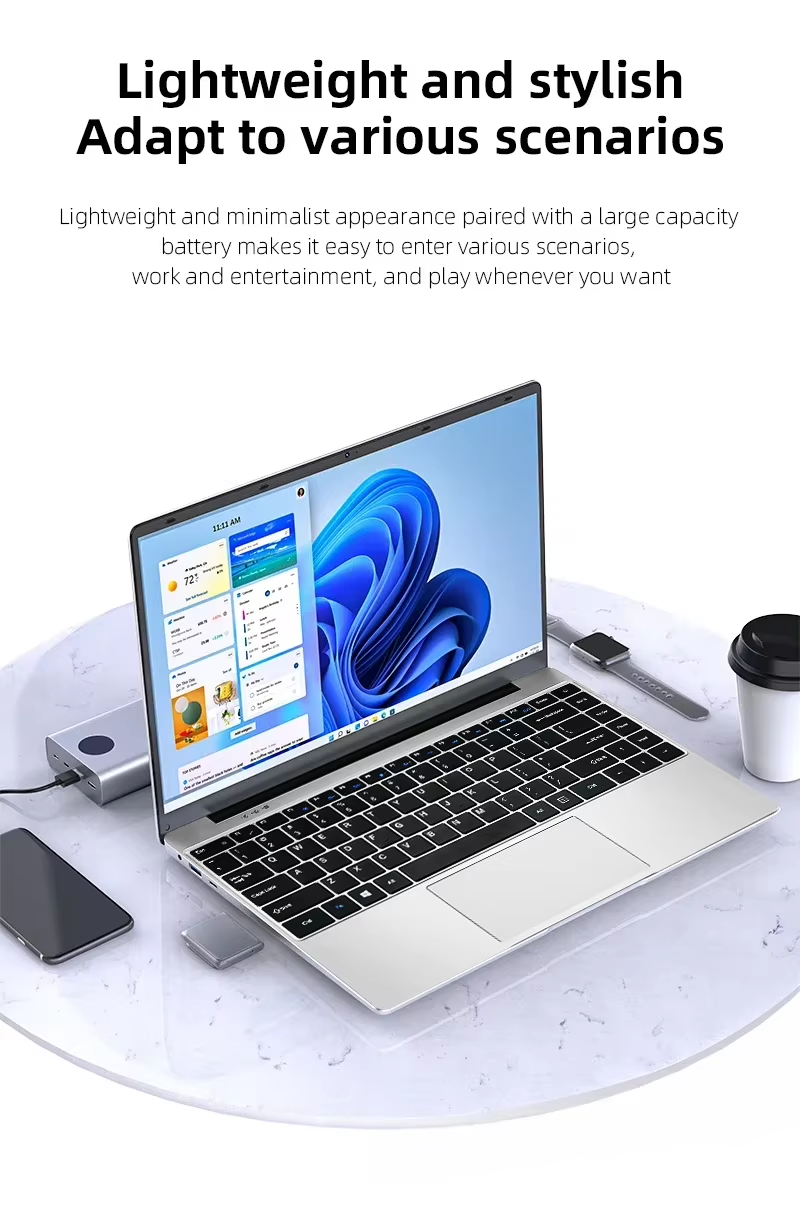 Ordinateur portable avec écran de 14.1 pouces, 12 Go de RAM, SSD de 1 To, Intel Celeron N4000, Windows 11, ordinateur de bureau portable