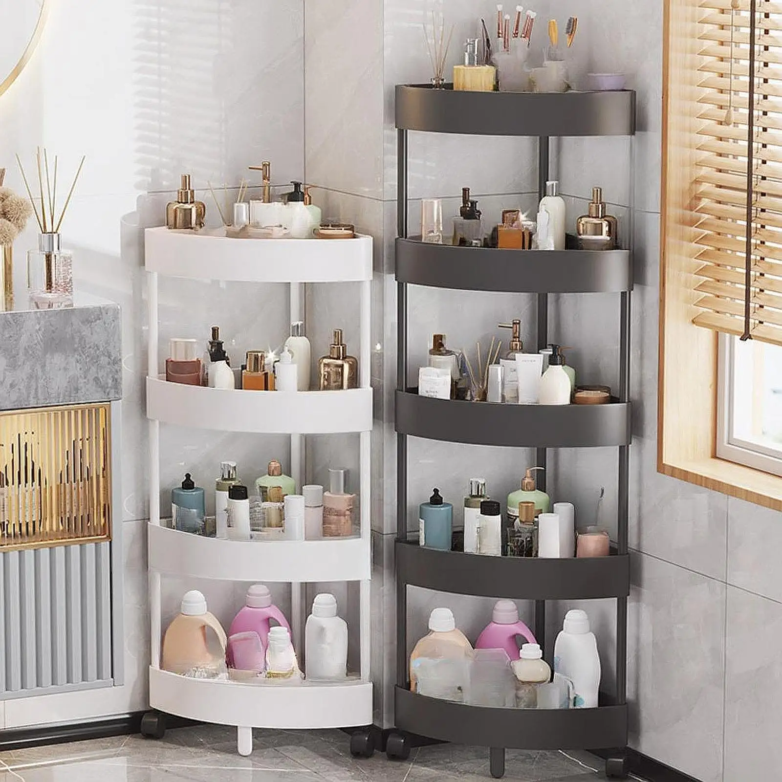 อเนกประสงค์ชั้นวางมุมชั้นชั้นวางมุมชั้นห้องน้ําห้องน้ําRack Gap Multi-Layerห้องครัวRackสําหรับพื้นที่จัดเก็บ