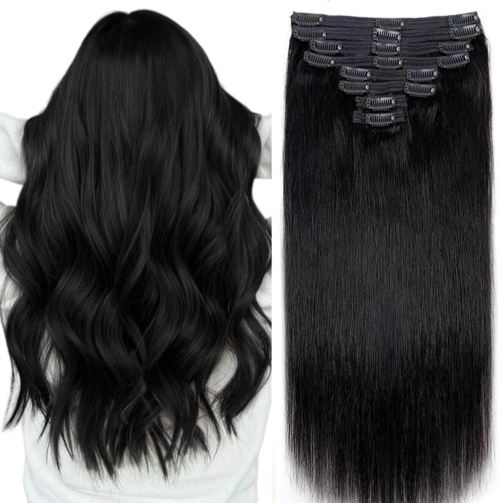 Clip sans couture ins Extensions cheveux humains droite brésilienne Remy vrais cheveux naturels 8 pièces 120 g/ensemble pince sur Extensions de cheveux humains