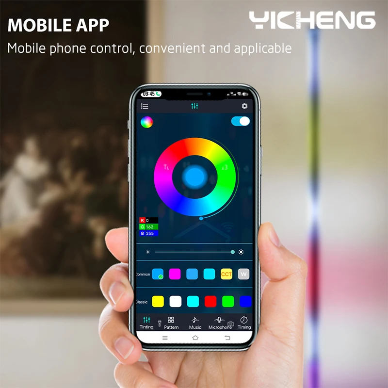 103 ซม.RGB LED โคมไฟตั้งพื้นสมาร์ทรีโมทคอนโทรลโมเดิร์นมุมโคมไฟตั้งพื้นบรรยากาศยืนแสงตกแต่งคริสต์มาสแสง