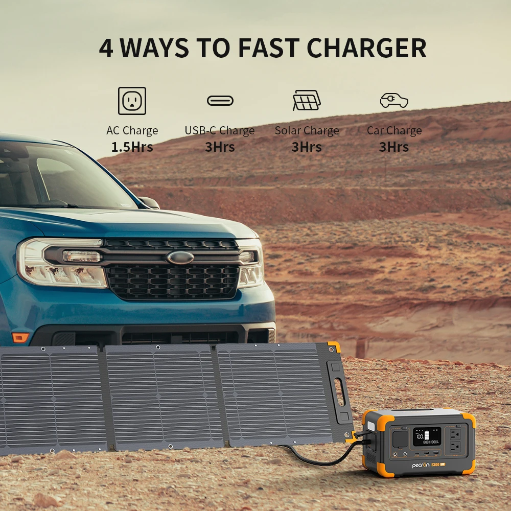 Pecron E300LFP Portable Power Station 600W 288Wh LiFePO4 Battery Solar Generator Power Bank Fast Charging for Home , RV, Camping