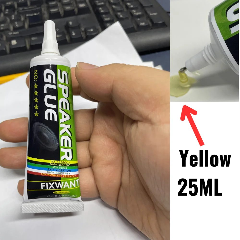 Loud Speaker Repair Glue Foam Side Dust Cap Rubber Edge Cone Basin Strong Adhesive 15/25/50ML Black / Yellow