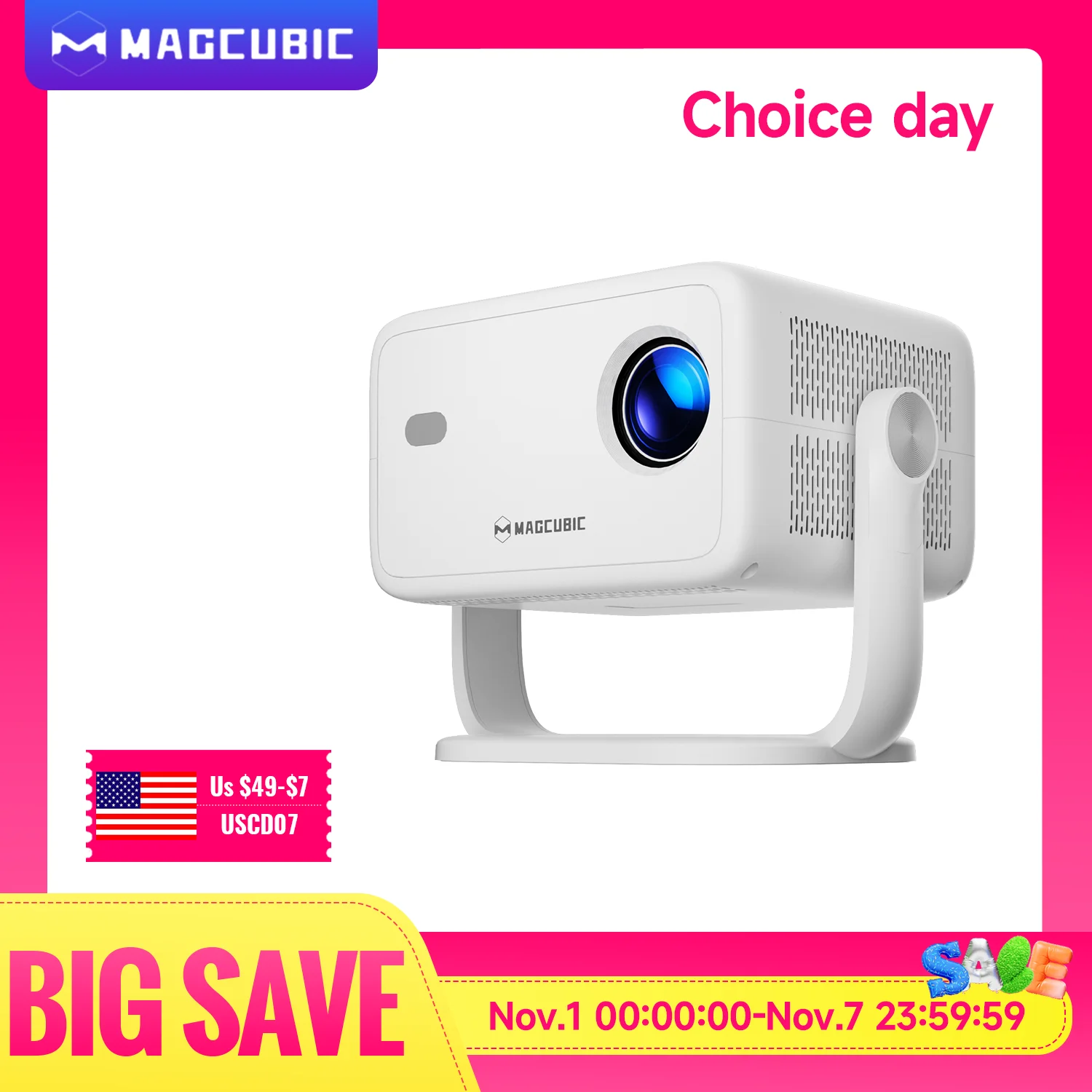 Magcubic 650ANSI L018 Projector 4K Native 1080P Auto Focus & Keystone Correction Android11 BT5.2 WIFI6 360° Portable Home Cinema