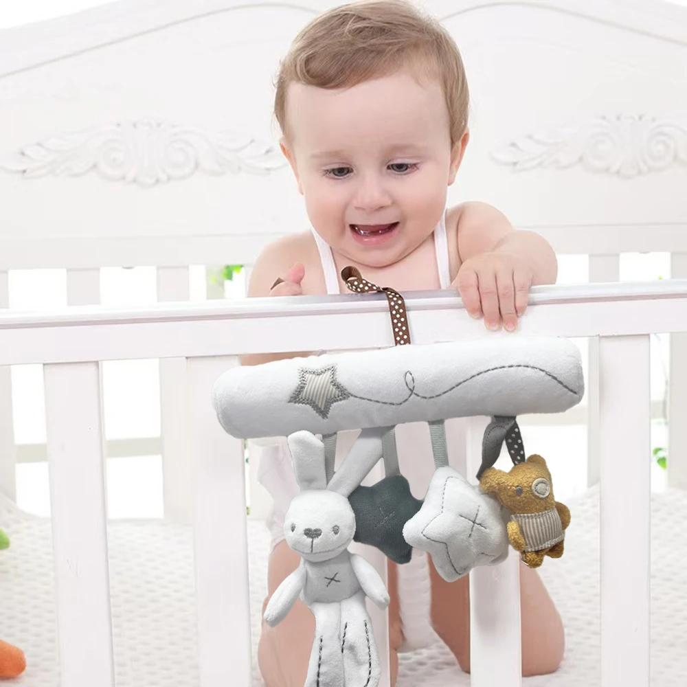 New Hanging Baby Crib Rabbit Rattle Safety Seat Plush Toy Multifunctional Baby Sleep Companion Hanging Decoration Gift