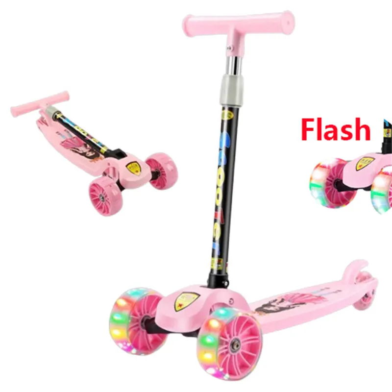 Foldable Children Scooter With Flash Height Adjustable Kids Scooter Gift For Boys And Girls 1-8 years old Hoverboard Scooter