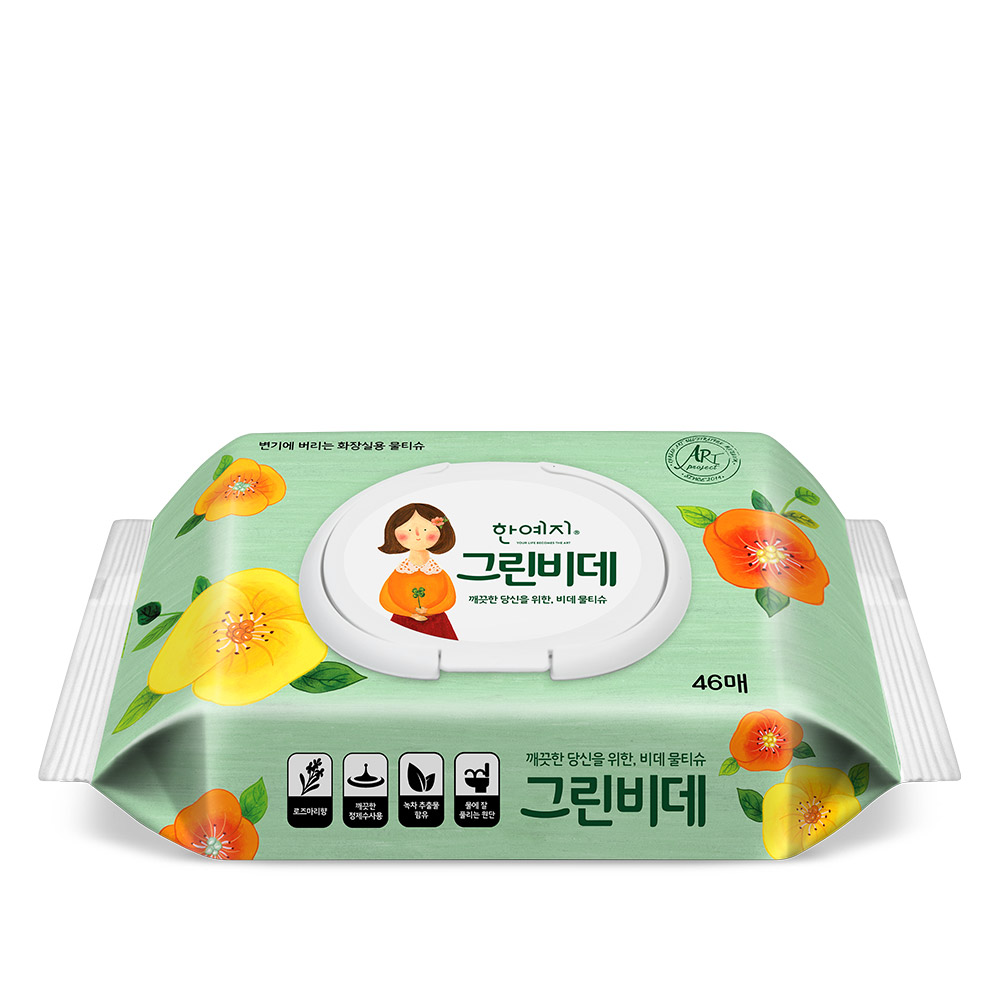 한예지 그린비데 캡형 물티슈 46매 X 10팩