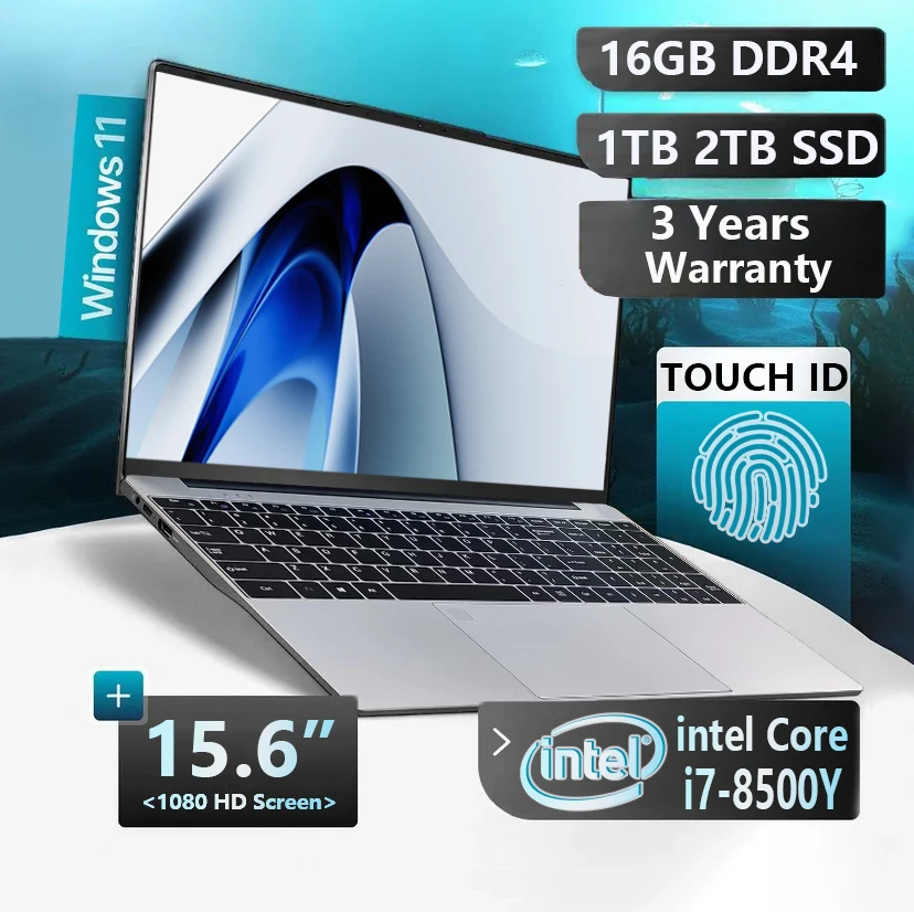 Laptop Windows 11 Laptop Intel i7 8500Y 16GB RAM 1TB SSD portatile studio ufficio Computer portatile PC sblocco impronte digitali Notebook