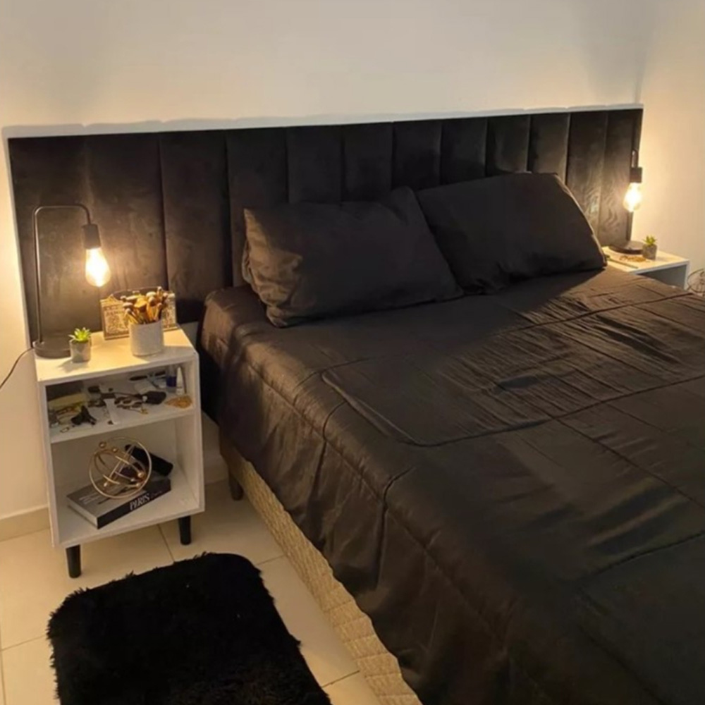 Kit 7 Cabeceiras Modulares Estofada Autocolante Para Cama De Casal