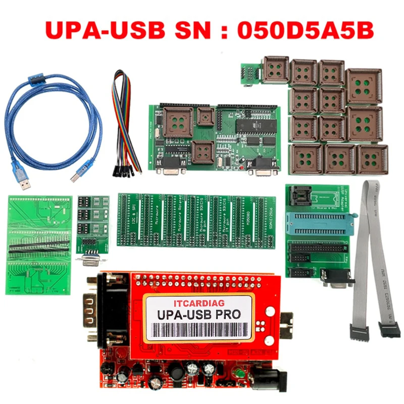 Programador USB SN: 050D5A5B UPA, adaptadores completos USB V1.3 compatibles con Windows 10 con funciones NEC, sintonización de Chip ECU, agregar escritura de 350MB