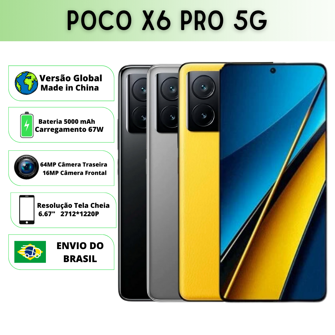 POCO X6 Pro 5G Versão Global Smartphone Dimensity 8300-Ultra 6,67" Fluxo AMOLED DotDisplay 64MP NFC