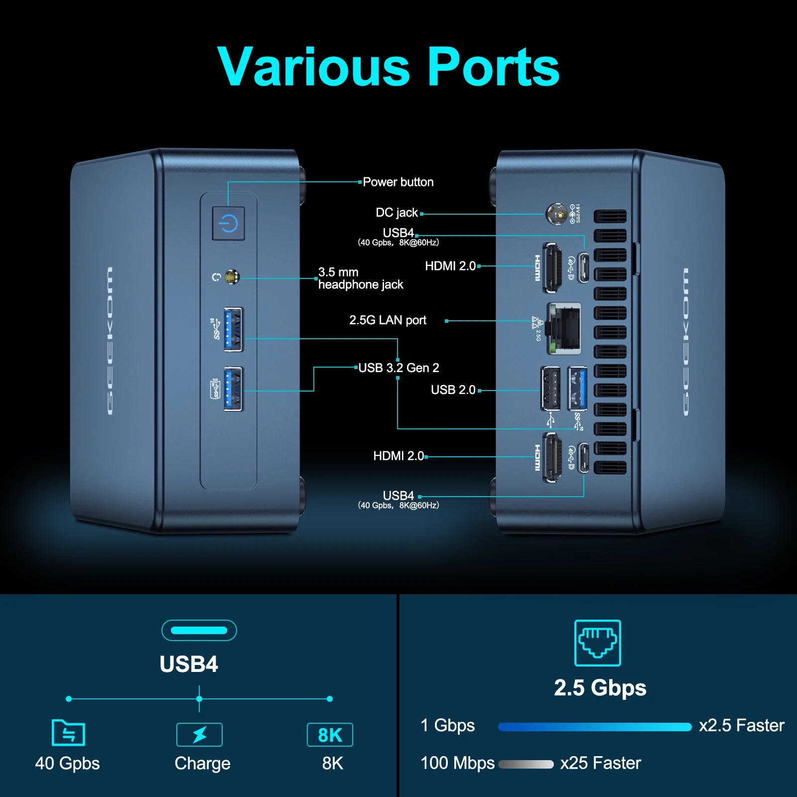 GEEKOM Mini PC Mini IT12, 12th Gen Intel i7-12650H NUC12 Mini Computers(10 Cores,16 Threads) 32GB DDR4/1TB PCIe Gen 4 SSD Window