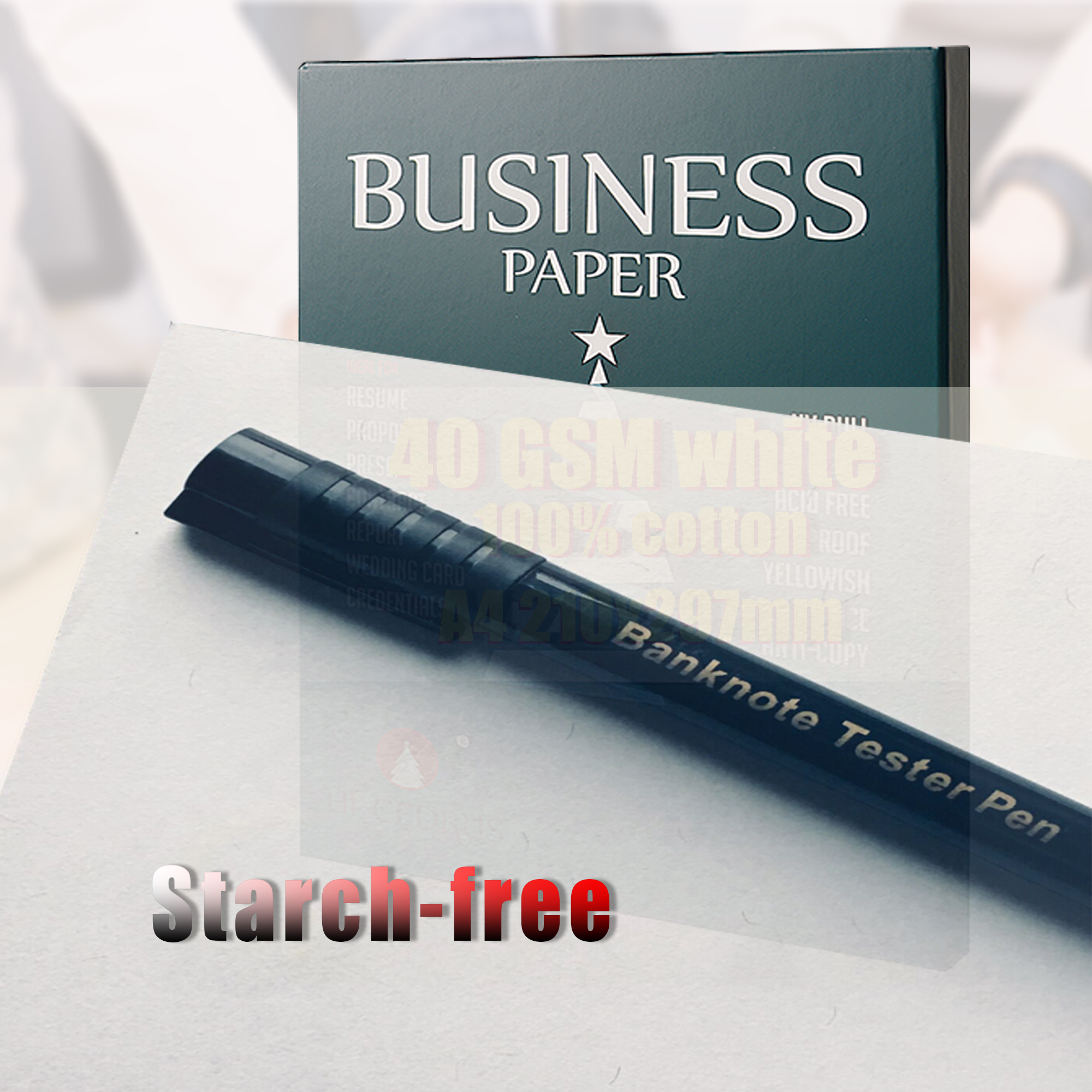 GCYT017-papel 100% algodón A4, 210x297mm, color blanco, sin almidón, resistente al agua, 200 hojas