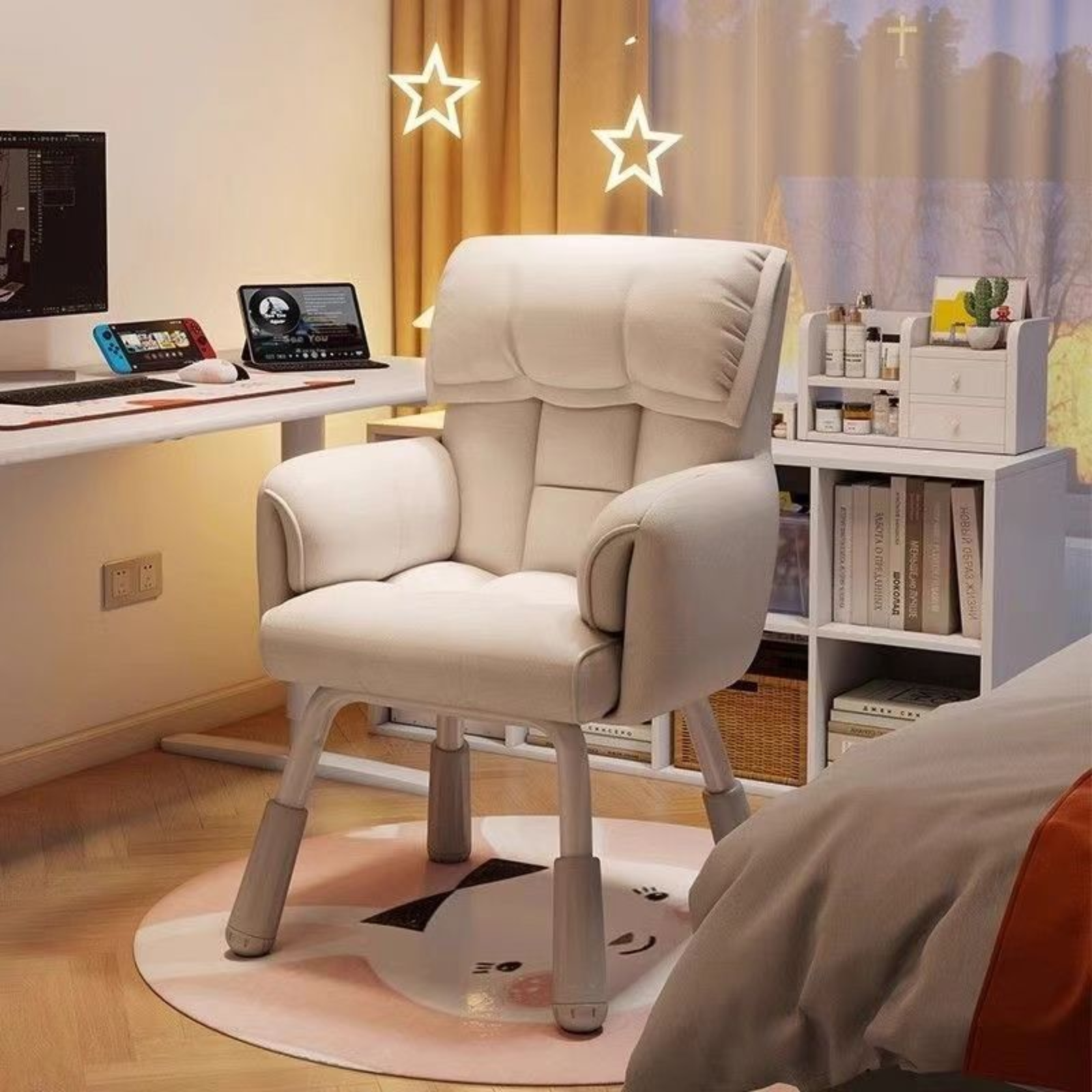 Comfortable Computer Chair Swivel Chair With Small Backrest For College Students Dormitory Study Bedroom Household Chair