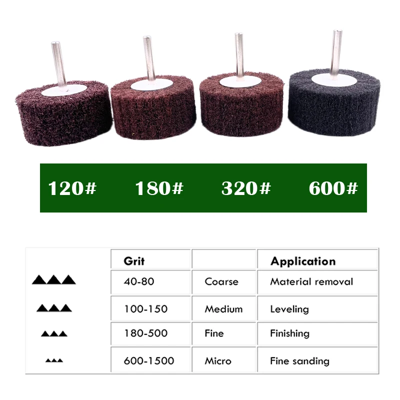 6mm(1/4'') 생크 부직포 연마 버핑 휠 - 금속, 목재, 플라스틱 파워 드릴용 고성능 연마 휠 - 1개