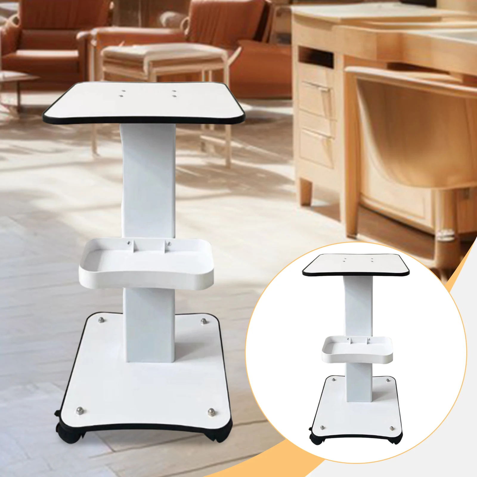 Carrinho móvel de 3 camadas para salão de beleza, carrinho de mesa para salão de beleza, spa, dispositivo de rolamento, máquina de cuidados com a pele, organizador de suporte de ferramentas