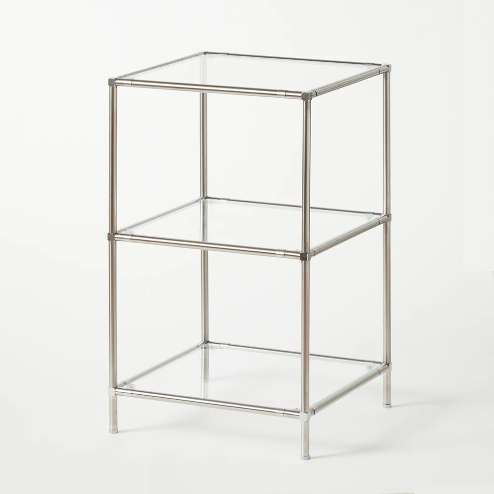 강화 유리 모듈 선반 스텐 프레임 3단 유리 색상 교체 (Reinforced Glass Module Shelf Stainless Steel Frame Glass Color Replacement)