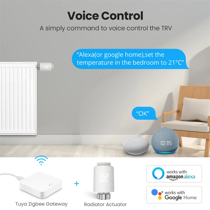Tuya zigbee atuador do radiador termostato inteligente trv válvula termostática controlador de temperatura suporte alexa google casa