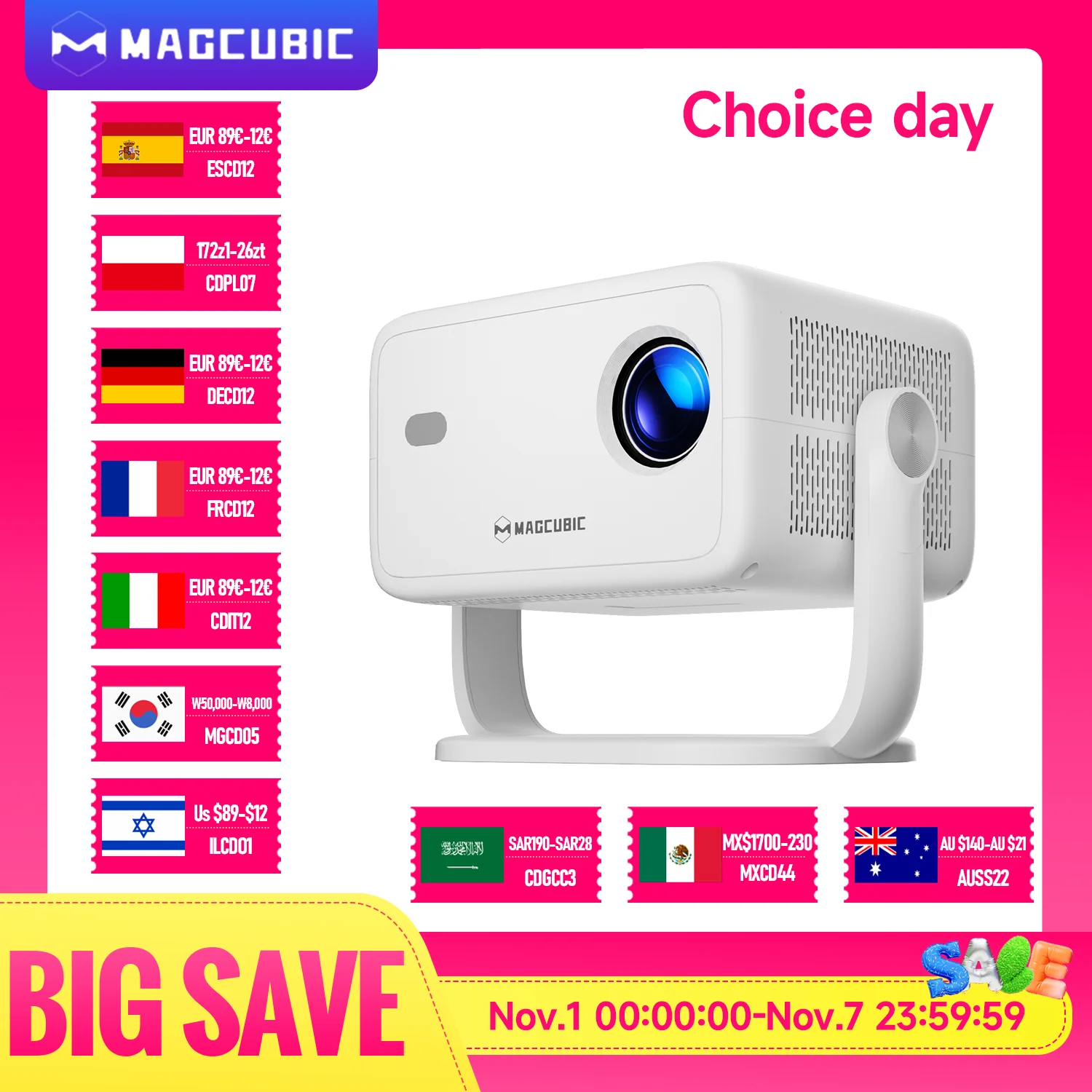 Magcubic 4K L018 Projector 650ANSI Native 1080P Auto Focus & Keystone 360° Rotate Android 11 BT 5.2 WIFI6 Portable Home Theater