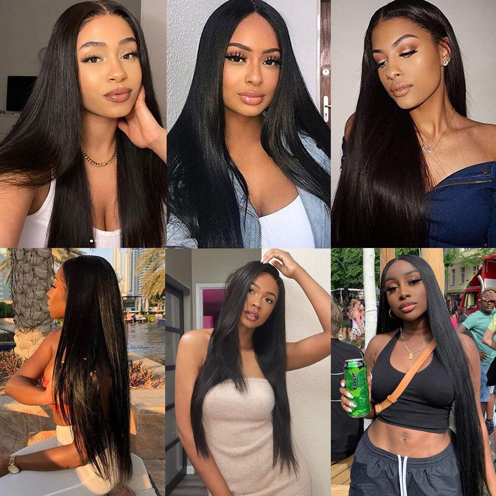 Clip droit dans les Extensions de cheveux vrais cheveux humains 8 pièces Remy pince à cheveux humains naturel doux cheveux humains 120g # 1B Noir Naturel