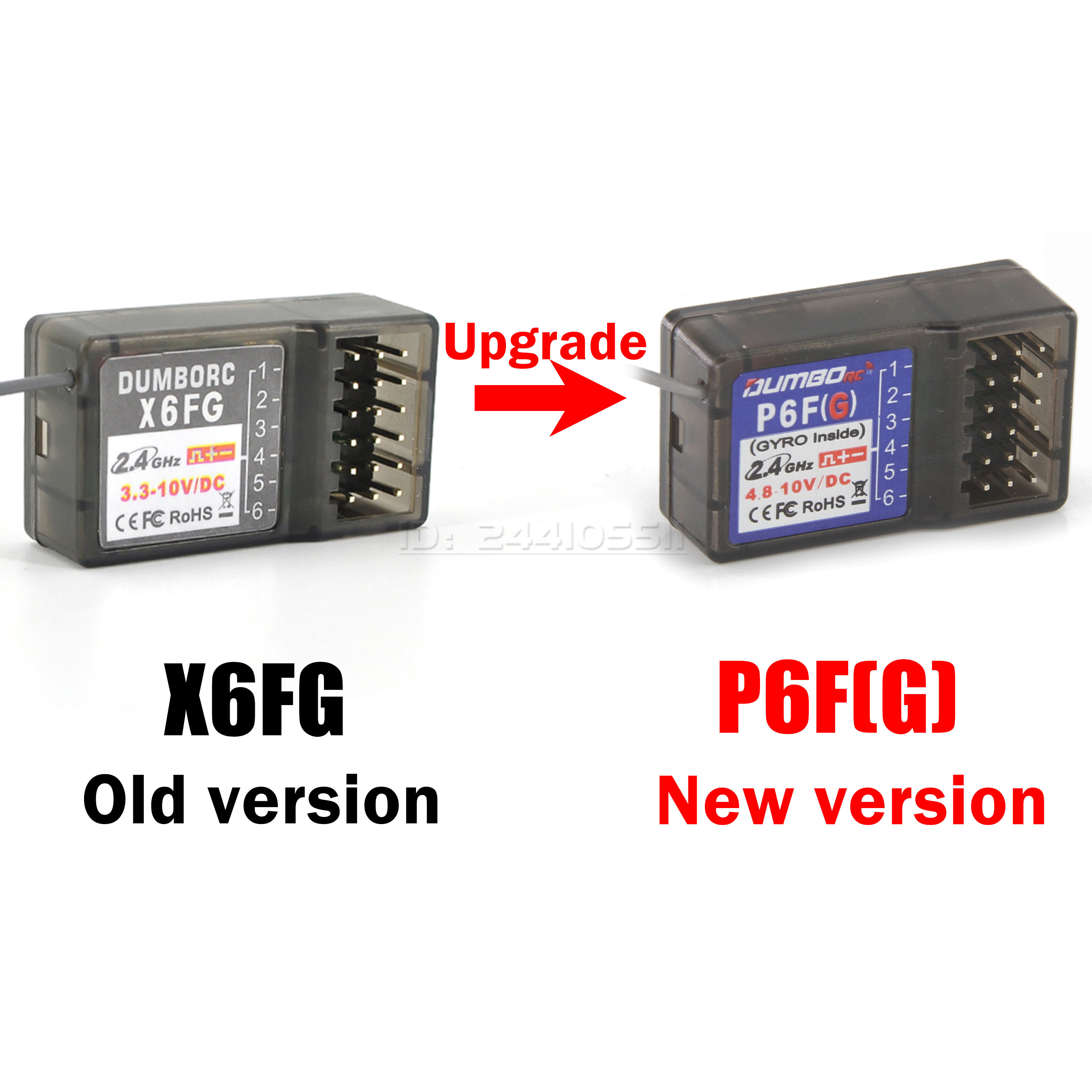 DUMBORC P6FG Mini P6F P6DC P6DCG 2,4G 6CH Empfänger Gyro für X6 X4 DDF-350 Sender Fernbedienung RC Auto boot LED Licht