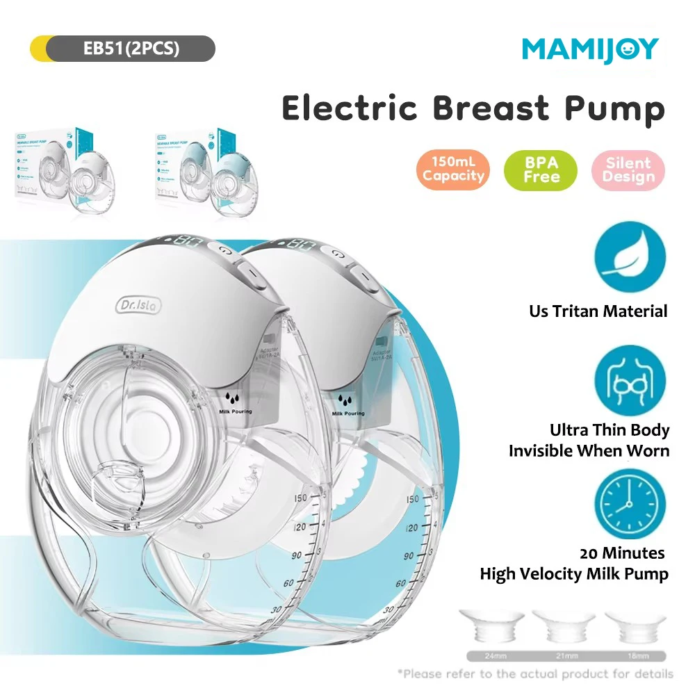 Mamijoy ultra-fino e leve wearable invisível bomba de mama elétrica baixo ruído 3 modos 12 níveis de sucção presente 18/21/24mm flange eb51
