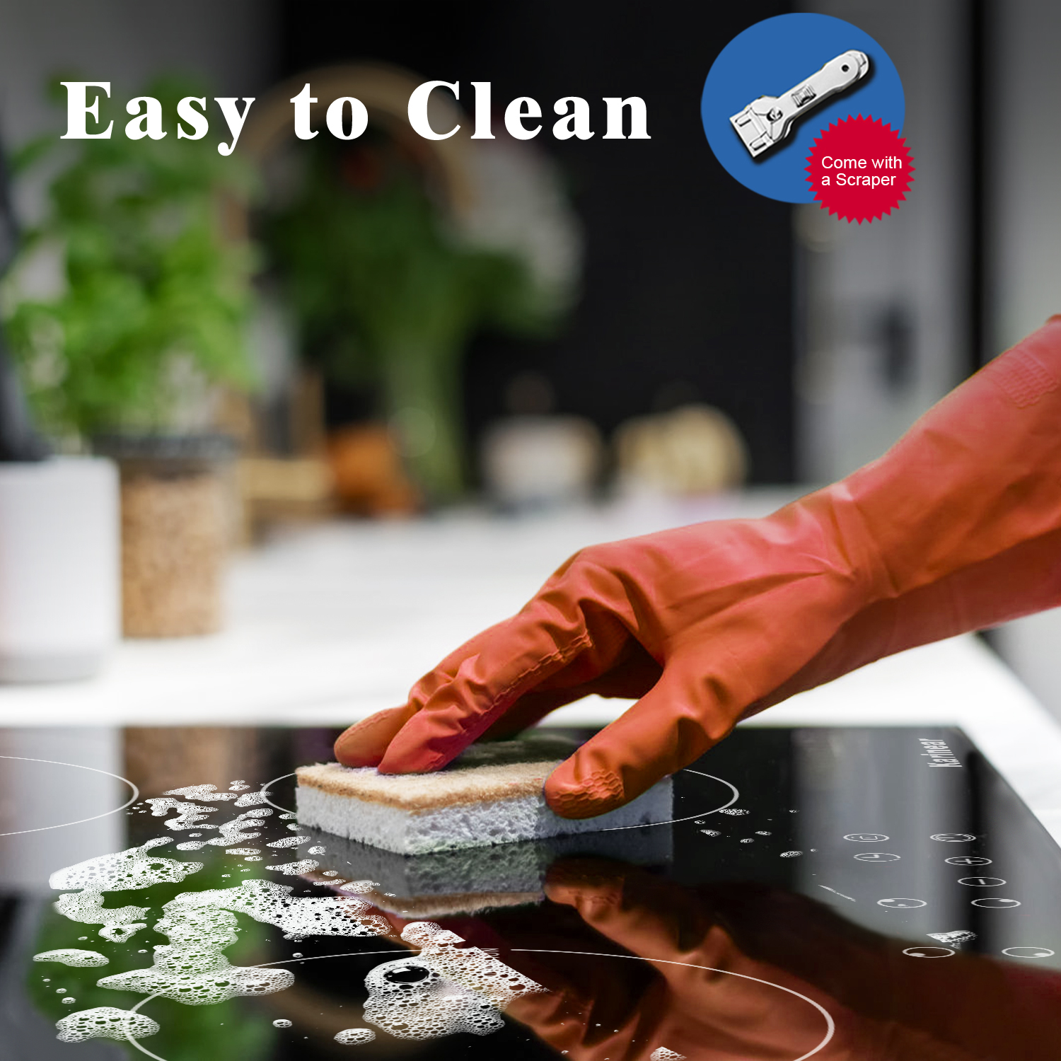 Eingebautes Induktion skochfeld karinear mit 4 Brennern mit Stecker, Touch-Steuerung, Timer-Sicherheits schloss, 3500W