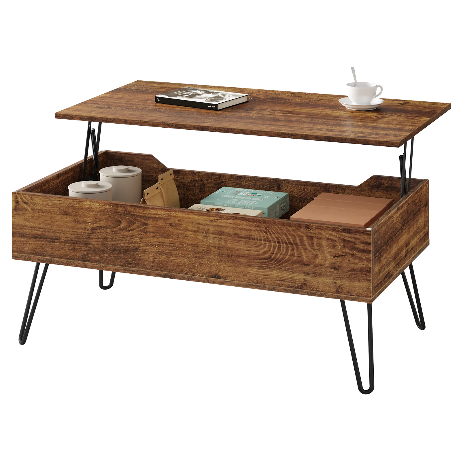 Mesa de centro con almacenamiento oculto, sofá ajustable en altura, mesa auxiliar para sala de estar, oficina, decoración del hogar