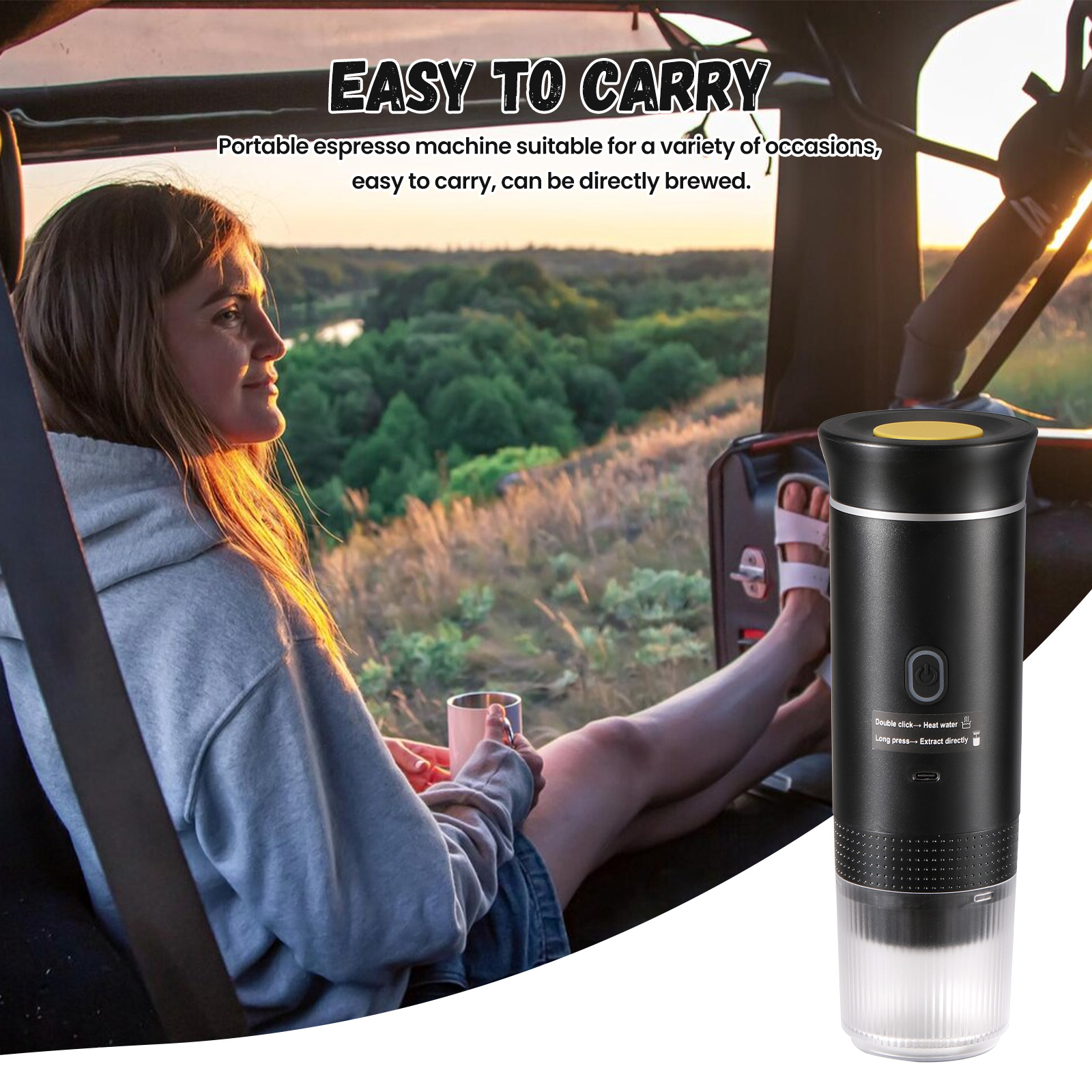 Cafetera Espresso portátil eléctrica inalámbrica para coche y hogar, cafetera para acampar, cafetera de viaje en polvo con cápsula 3 en 1