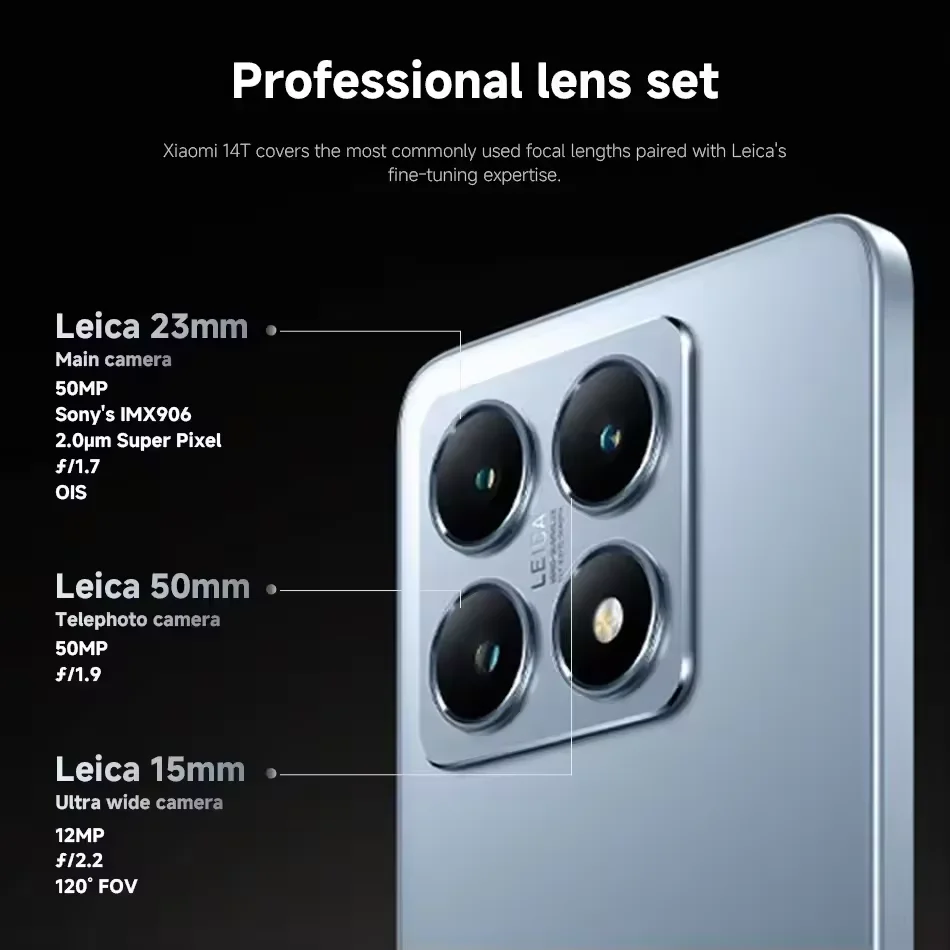 Versión UE Xiaomi 14T 5G SmartPhone 50MP Cámara Leica 144Hz AMOLED AI Display MTK Dimensity 8300-Ultra 5000mAh Batería NFC