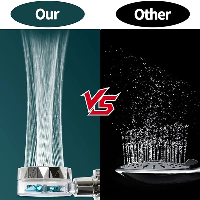360 องศา Rotation Turbo พัดลมหัวฝักบัวแรงดันสูงสเปรย์ประหยัดน้ําปรับ Showerhead ตัวกรองอุปกรณ์ห้องน้ํา