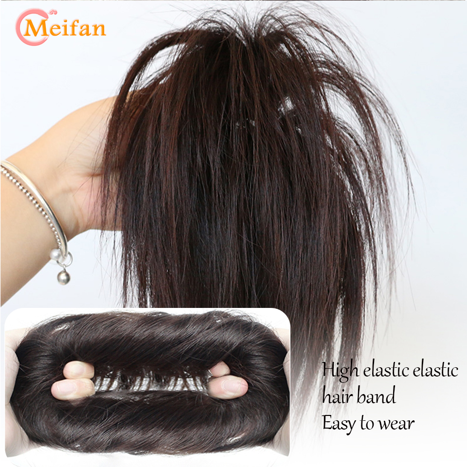 MEIFAN Tổng Hợp Thẳng Chignon Rối Lông Tơ Búi Tóc Thun Tóc Miếng Scrunchy Bọc Updo Giả Đuôi Ngựa Nối Dài