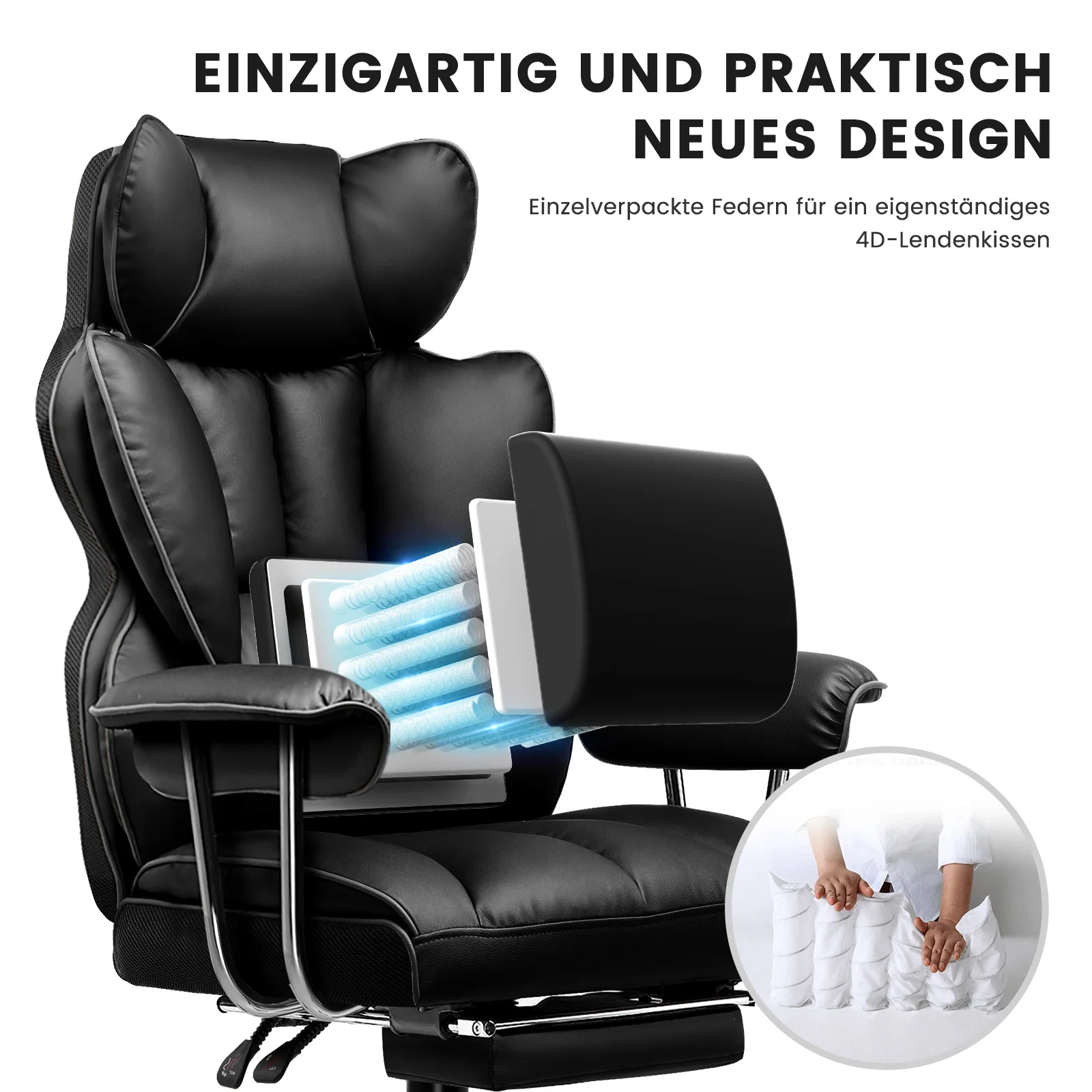Chaise de jeu GTPLAYER, chaise de jeu, chaise de bureau ergonomique avec repose-pieds, surface en tissu, coussin de siège à ressort, chaise de jeu rembourrée, fauteuil de jeu capacité de charge de 150 kg