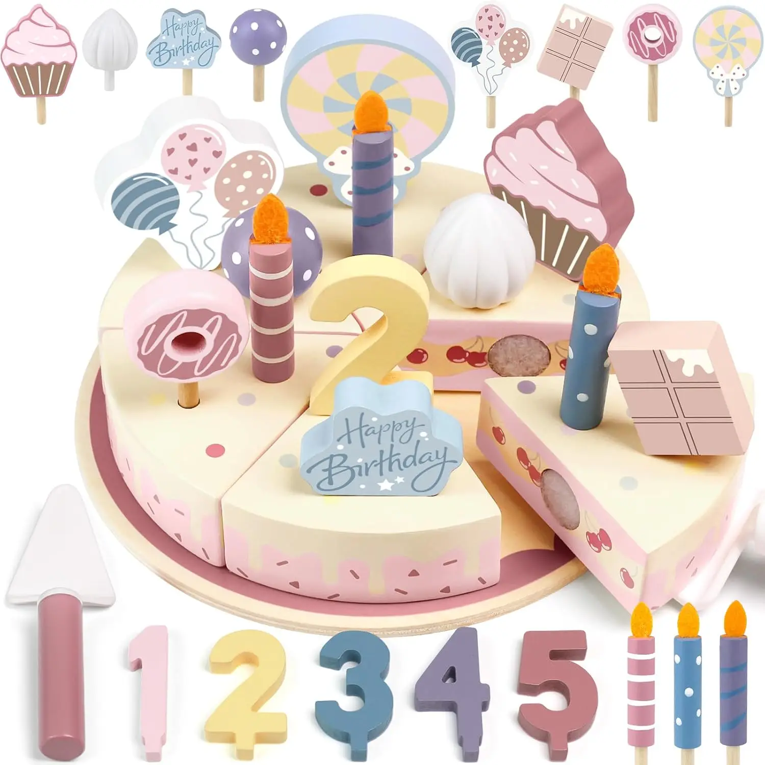 Giocattoli da cucina per bambini in legno Simulazione Torta di compleanno Giocattolo Giochi di finzione Taglio Gioco di cibo Gioco di ruolo per bambini Regali giocattolo per Ragazzo Ragazza