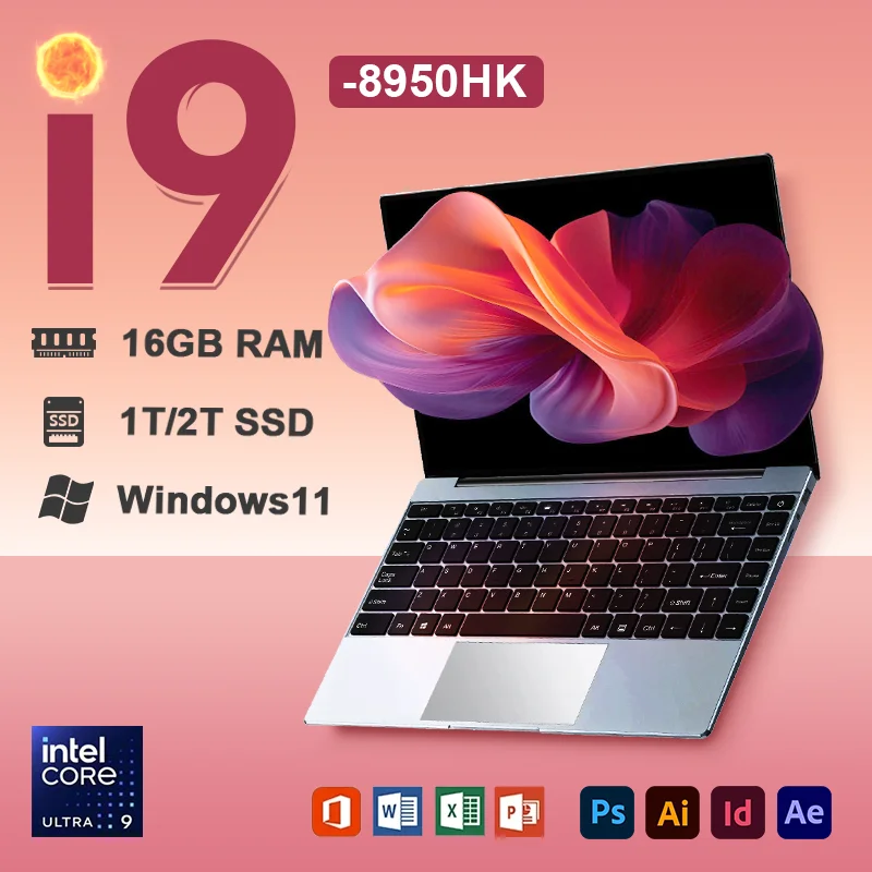 14.1 "Ultradunne Windows 11 i9 Laptop Computer Intel Core i9 8950HK 16GB RAM 1TB 2TB SSD Laptop Studie Notebook PC Gamer Computer