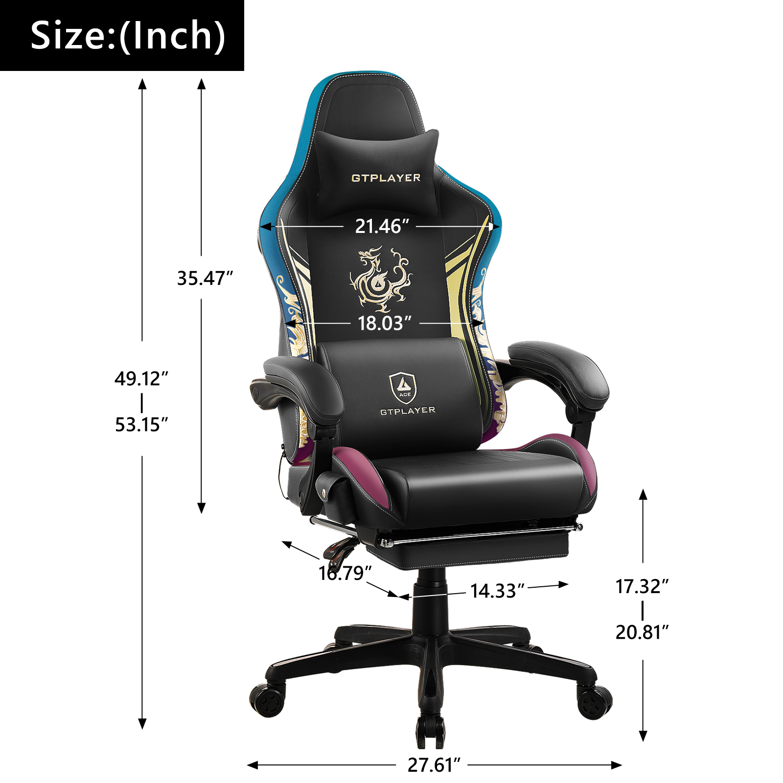 GTPLAYER Gaming Chair with Bluetooth Speakers and Footrest, Ergonomic Computer Chair Heavy Duty High Back