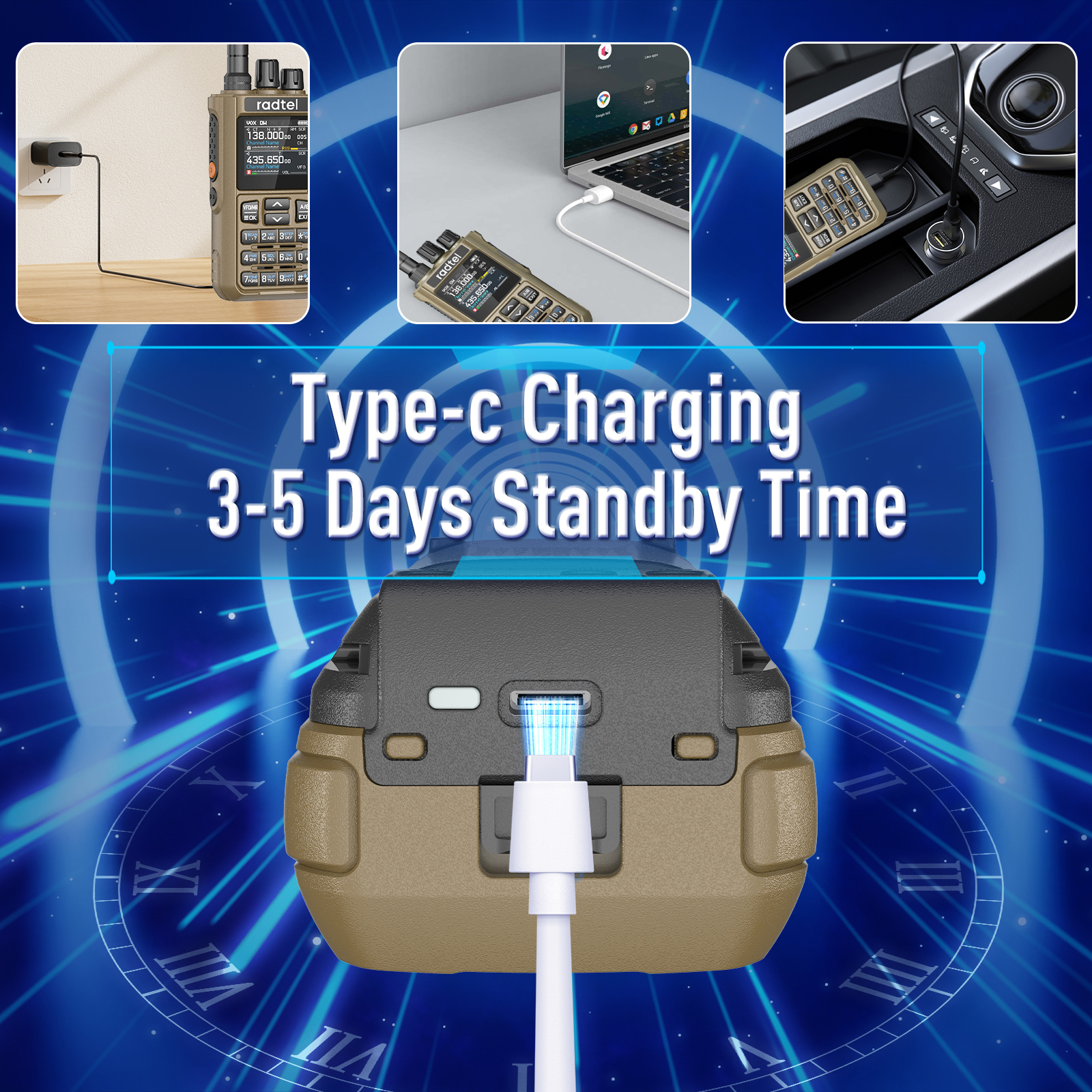 Radtel RT-900 브라운 8W 풀 밴드 햄 라디오 워키 토키 512CH 에어 밴드 양방향 라디오 방송국 항공 NOAA Marine River PTT