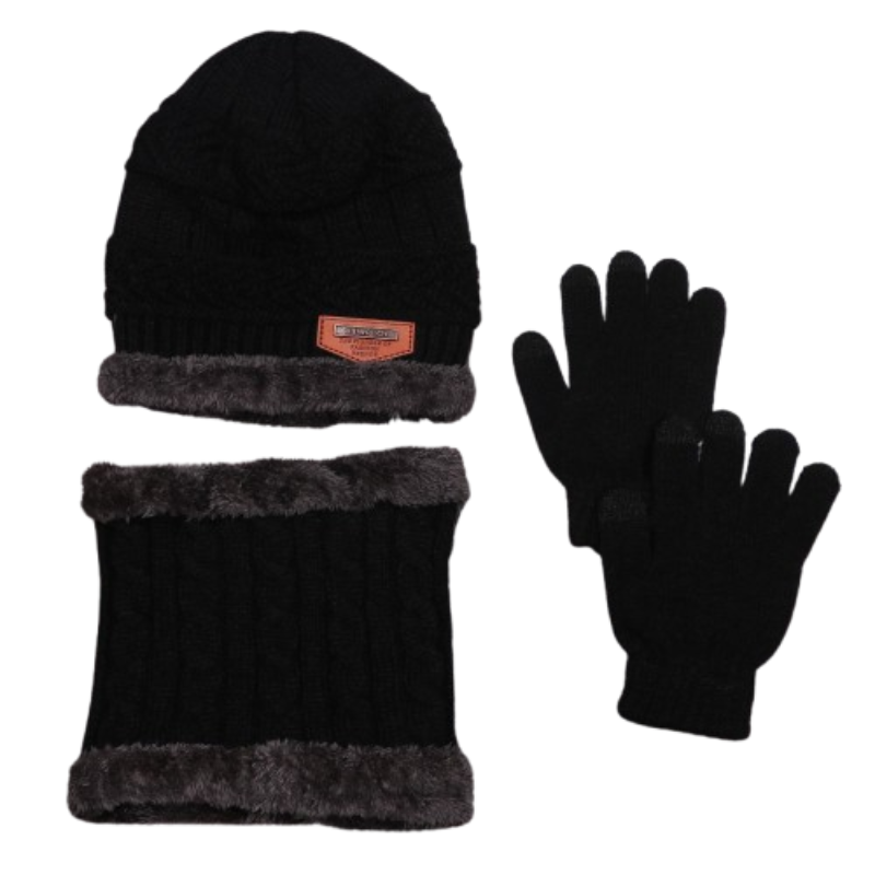 Kit Touca de Frio Forrada + Gola Forrada + Luvas - Cores Sortidas
