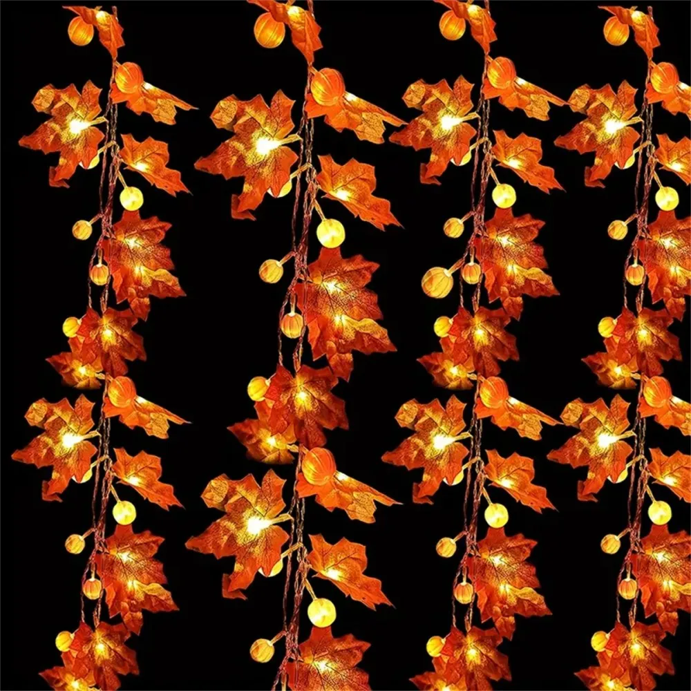 1PC1.5M10LED/3M20LED Halloween Maple Leaf Pumpkin Lantern String,battery powered,without battery,used for holiday decoration