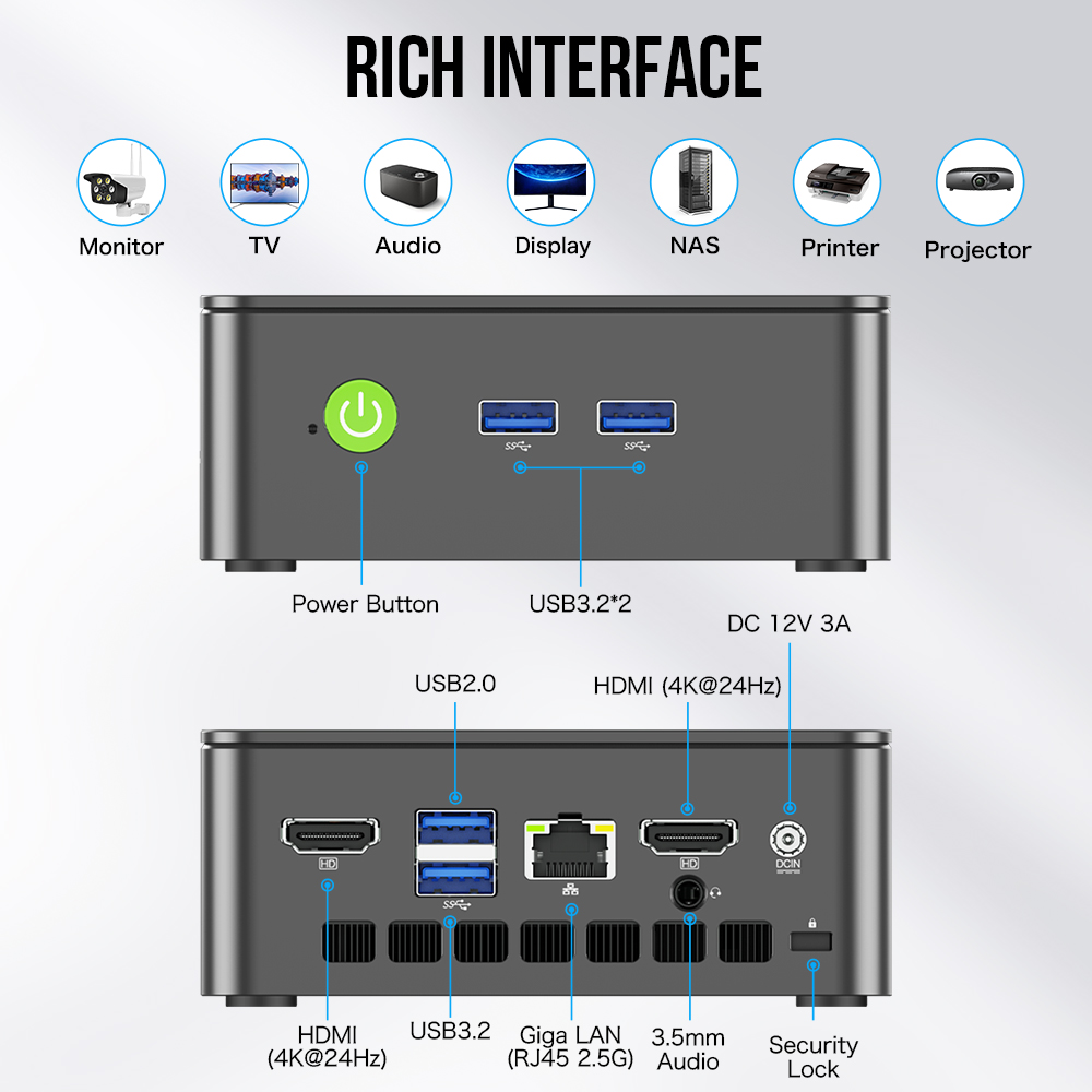 GMKtec G3 AL Mini PC Intel Celeron 5205U Windows 11 Pro 8GB RAM 256GB ROM Dual HDMI Mini ordenador de escritorio WiFi 5 BT4.2