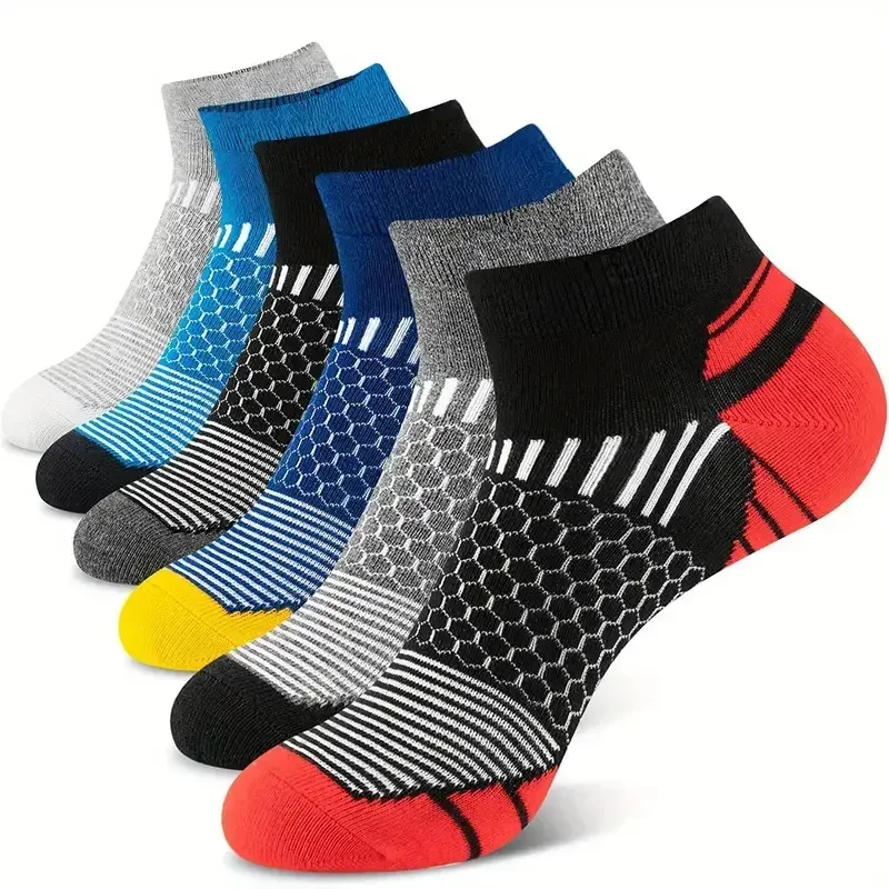 6 pares de calcetines deportivos cortos para hombre: calcetines deportivos que absorben la humedad, transpirables y para todas las estaciones