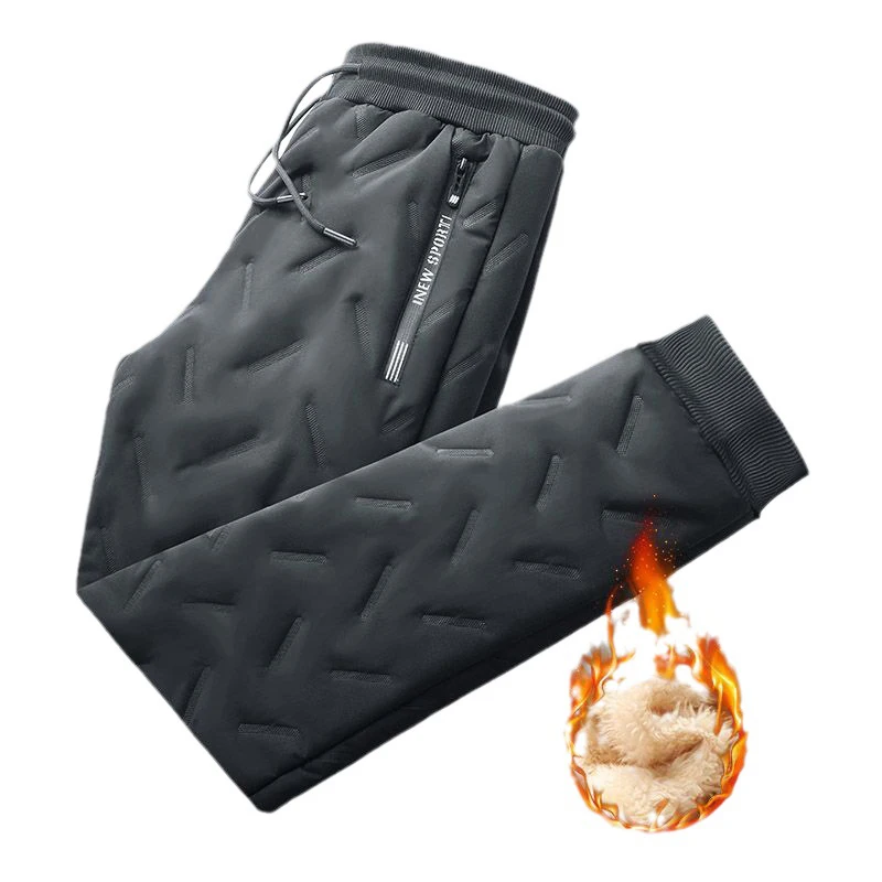 2023 inverno quente lambswool engrossar calças de moletom masculinas à prova de vento calças de manutenção quente homme roupas baratas corredores calças forradas de lã