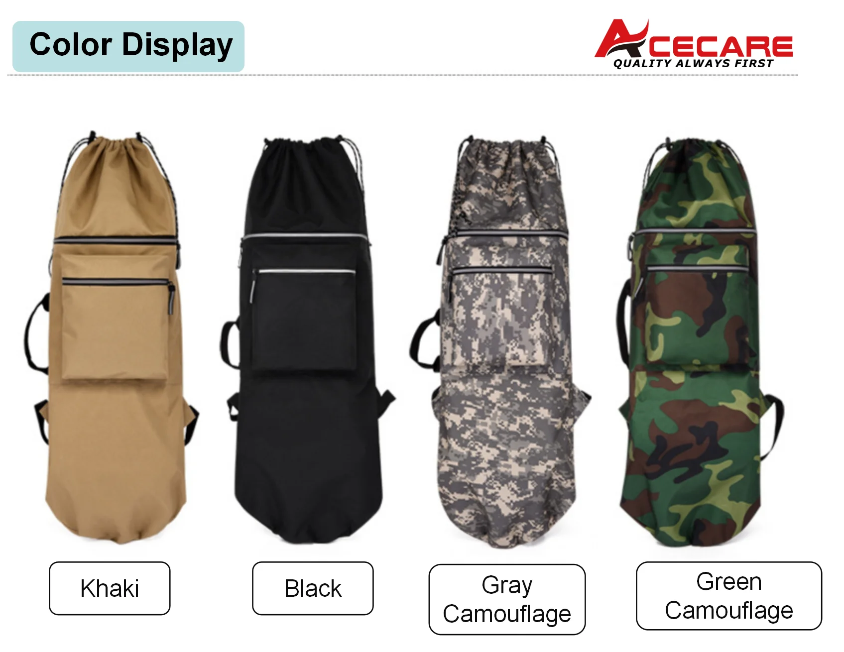 Acecare Carrying Backpack Durable Waterproof Oxford Fabric in Multiple Patterns Skateboard Backpack Carry Bag